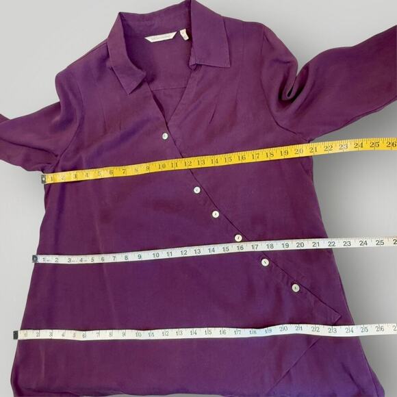Soft Surroundings Asymmetrical Button Tunic Tops Roll Tab Sleeves Size PL Purple - Picture 14 of 16